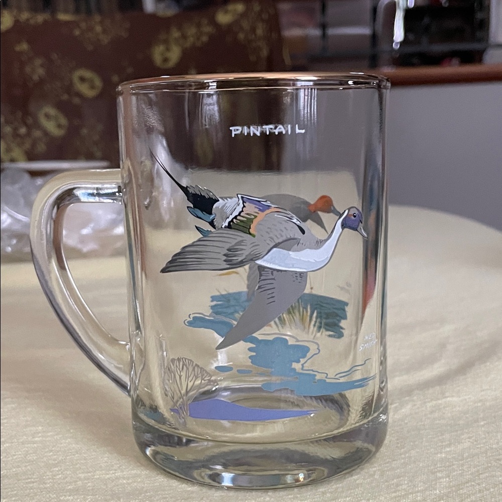 Ned Smith Duck Mug - Redhead Pintail Drinking Glass Stein Waterfowl